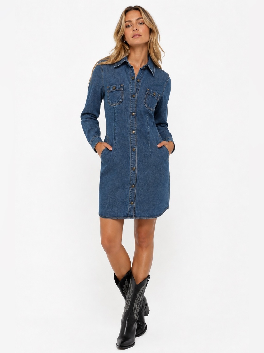 Vintage Denim Shirt Dress